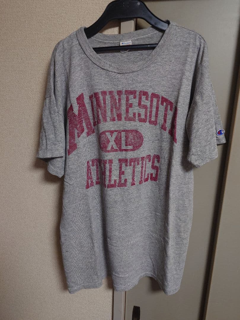 80s Champion カレッジロゴTシャツ XL トリコ グレー 三段