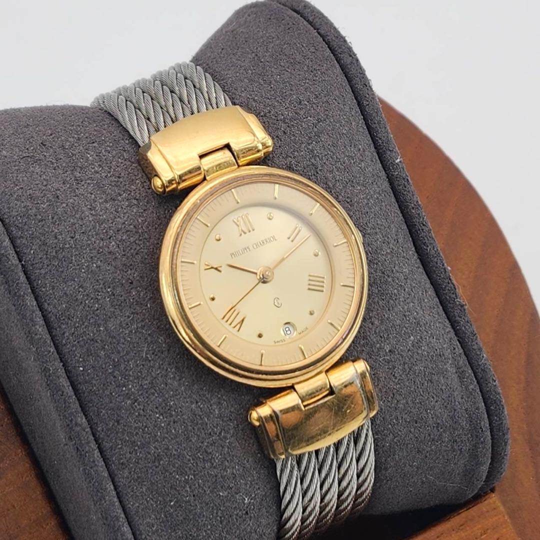 シャリオール ケルティック　ゴールド　金文字盤　腕時計　ローマン　ワイヤーバンド