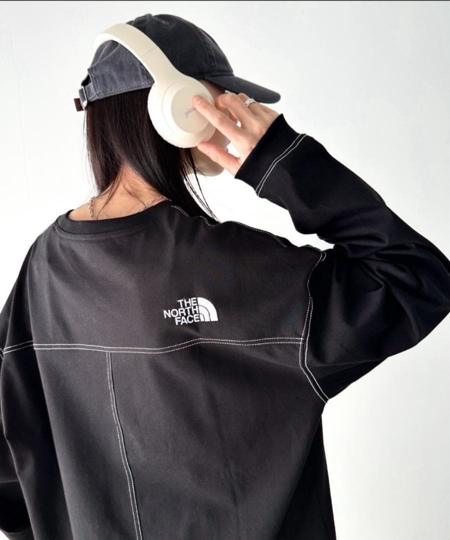 YuYa様韓国限定ノースフェイス ロゴ刺繍 ステッチ 長袖 ロンT L