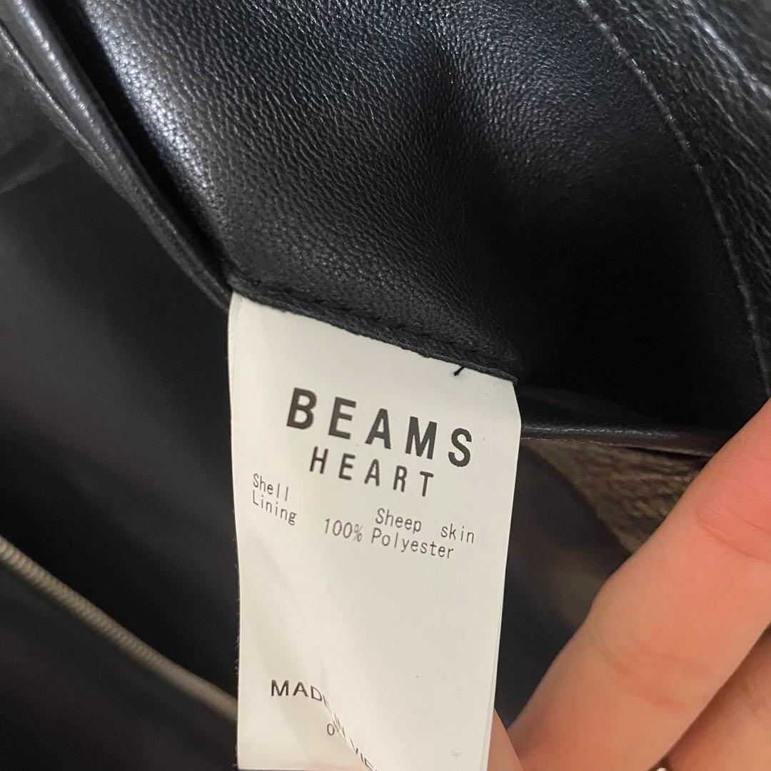 BEAMS ビームス　革ジャン　美品　メンズ　本革　黒　ブラック　羊革