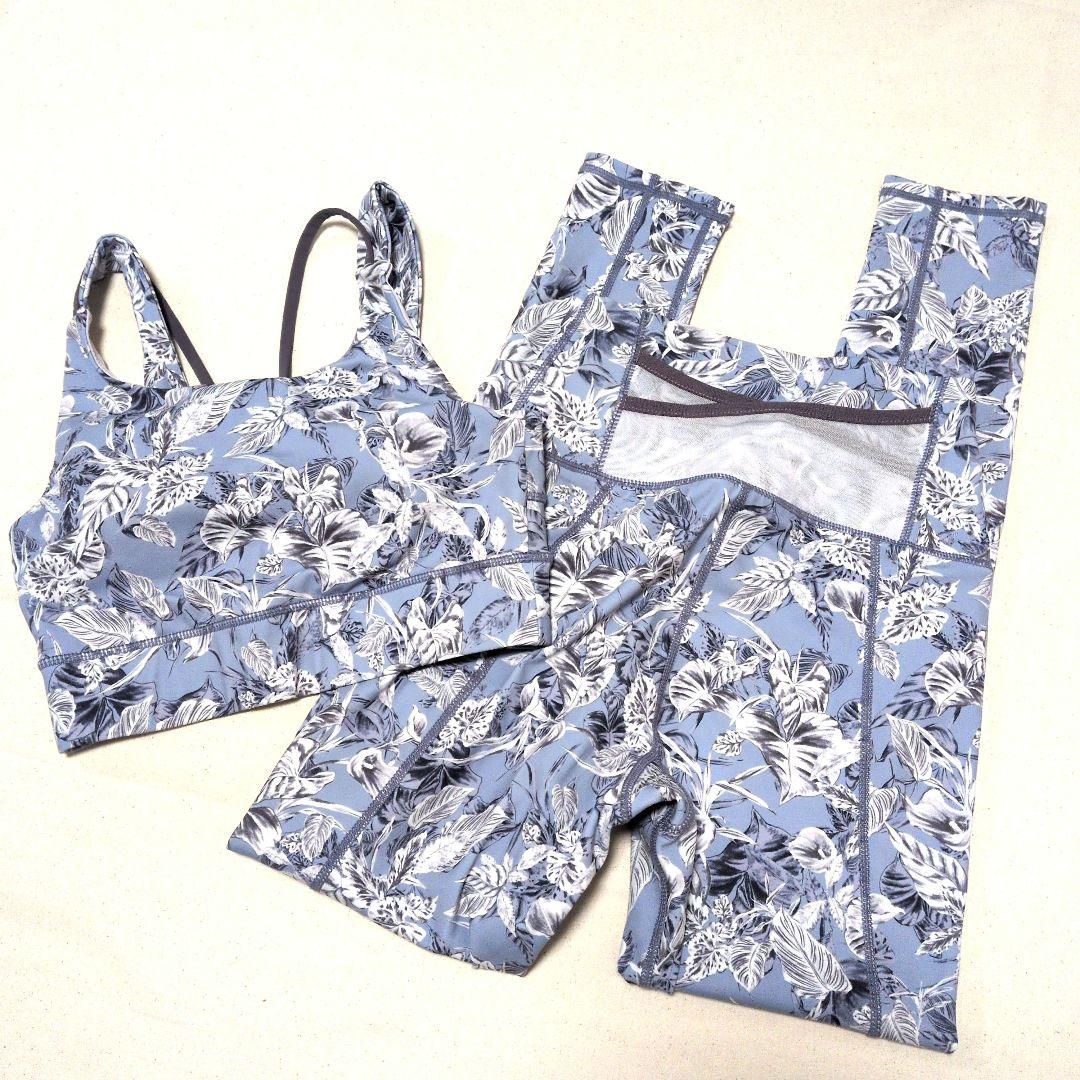 ナージー　花柄 ヨガウェア 上下セット　ブラトップ　レギンス　S　NERGY