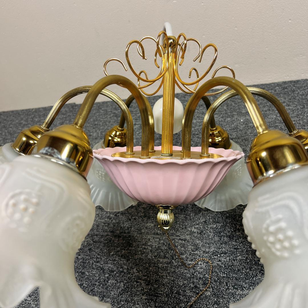 希少　アンティーク　シャンデリア　花　天井照明　寝室　パナソニック