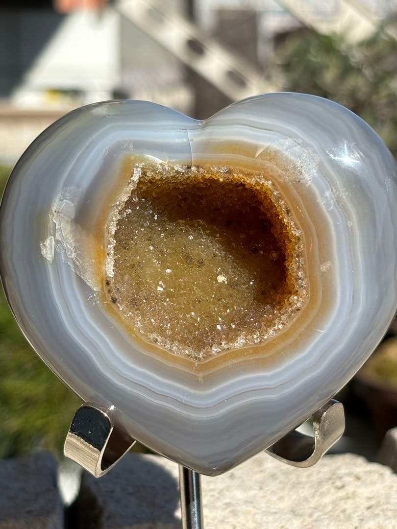 【金運上昇】MN39瑪瑙シトリンハート⭐️トルマリン・カルサイト共生⭐️財運.商売