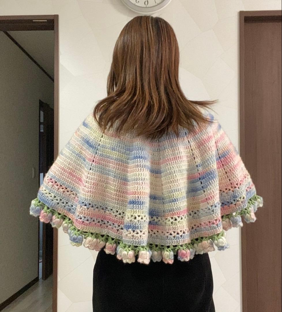 かぎ針編み物の花束ブランケットストール枯れない花68本のスズラン直径 90cm