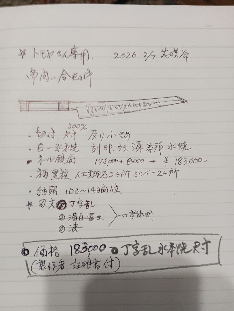 丁字乱れ、水本焼切付尺寸