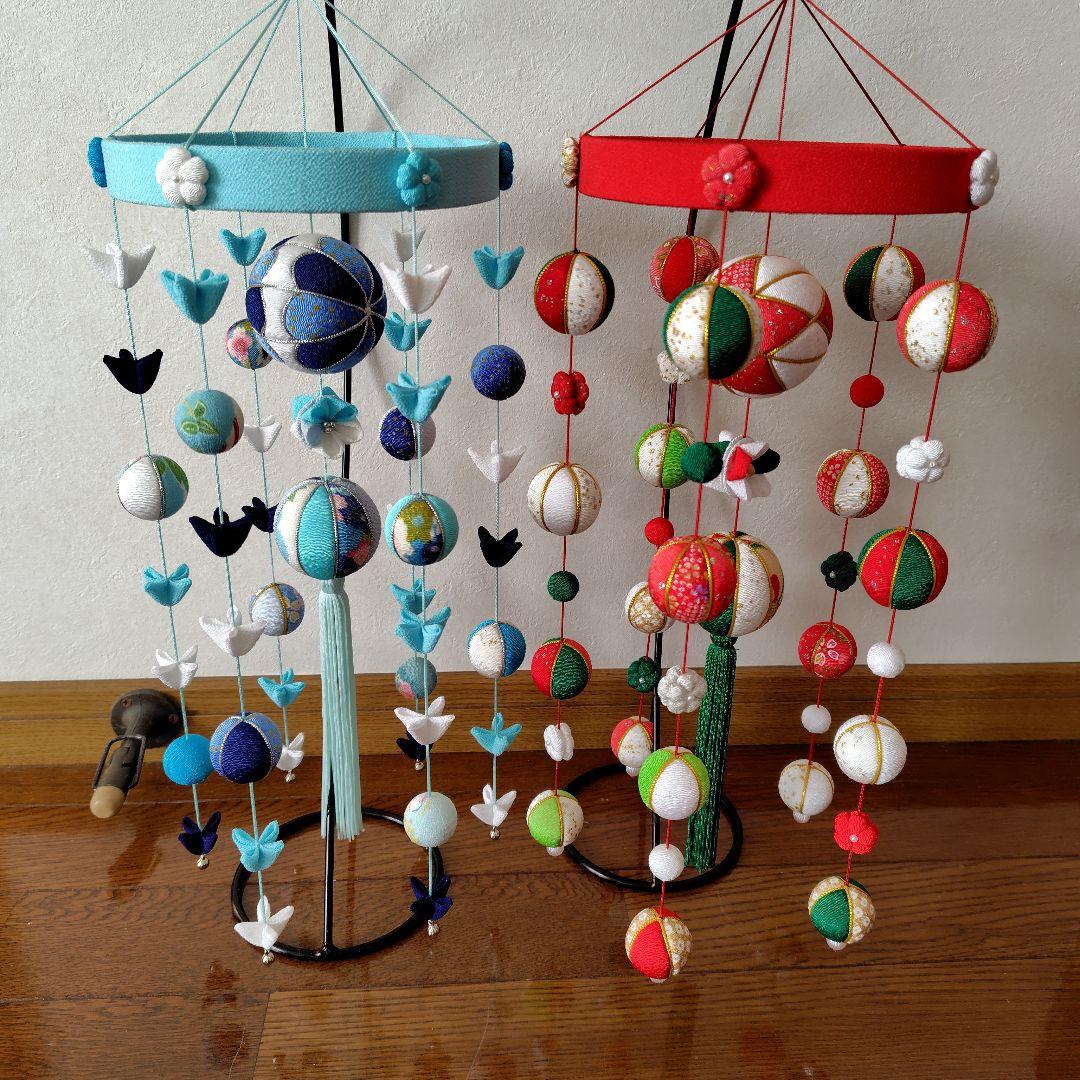 ちりめん細工　クリスマスの下げ飾りと 夏の下げ飾り　　おーさかーな