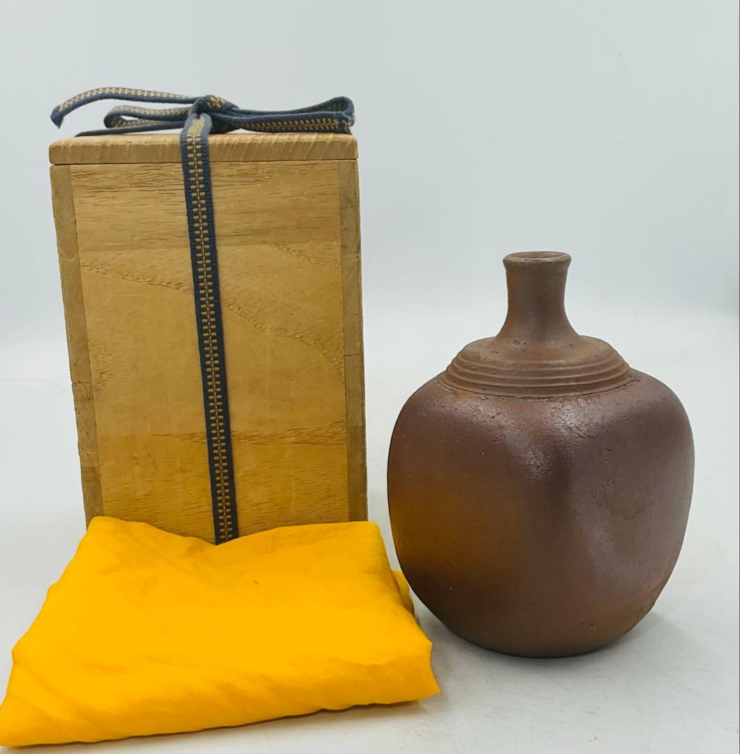 【08】★江戸時代中期　古備前焼四方徳利　コレクター放出　箱付★