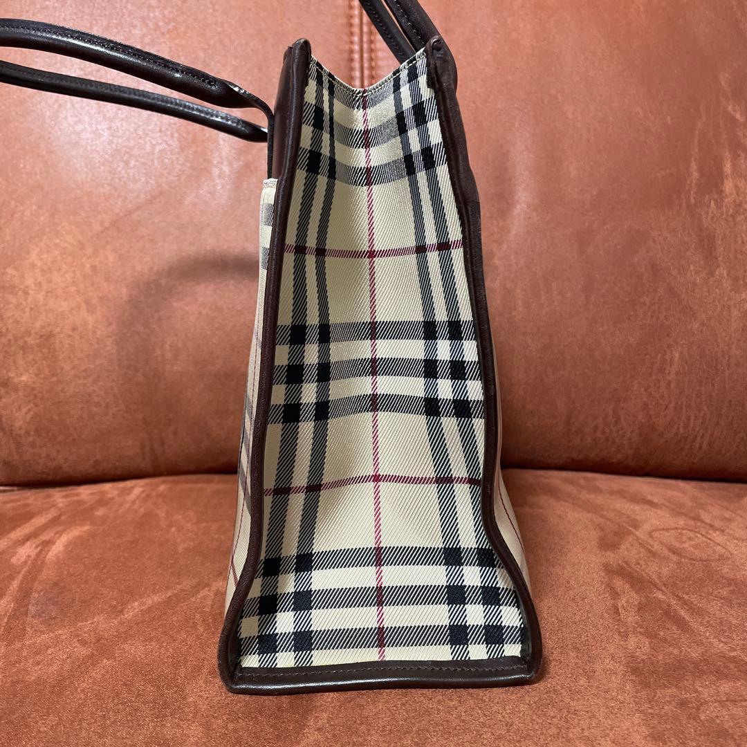 バーバリー ミニトートバッグ ノバチェック レザー キャンバス