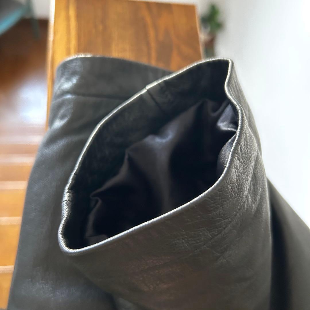 希少courreges クレージュ レザージャケット ロゴ 金ボタン スタッズ