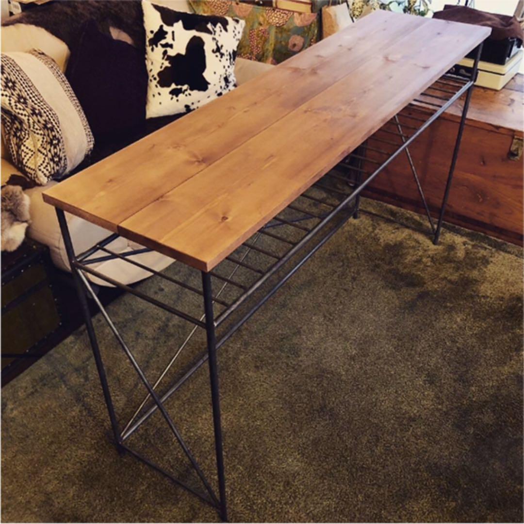 アイアン家具　カウンターデスク　テーブル　無骨　男前　インダストリアル　モダン