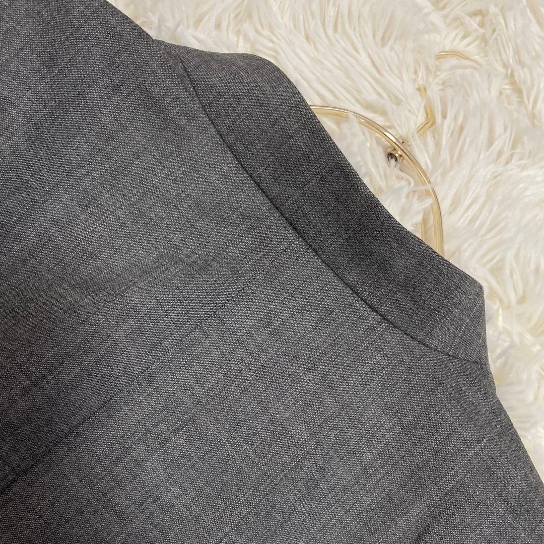 theory セットアップ ノーカラースーツ グレー 2 オフィス フォーマル