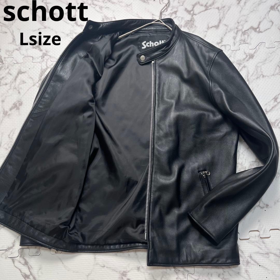 Lサイズ/美品✨schott シングルライダース ラムレザー 羊革　黒