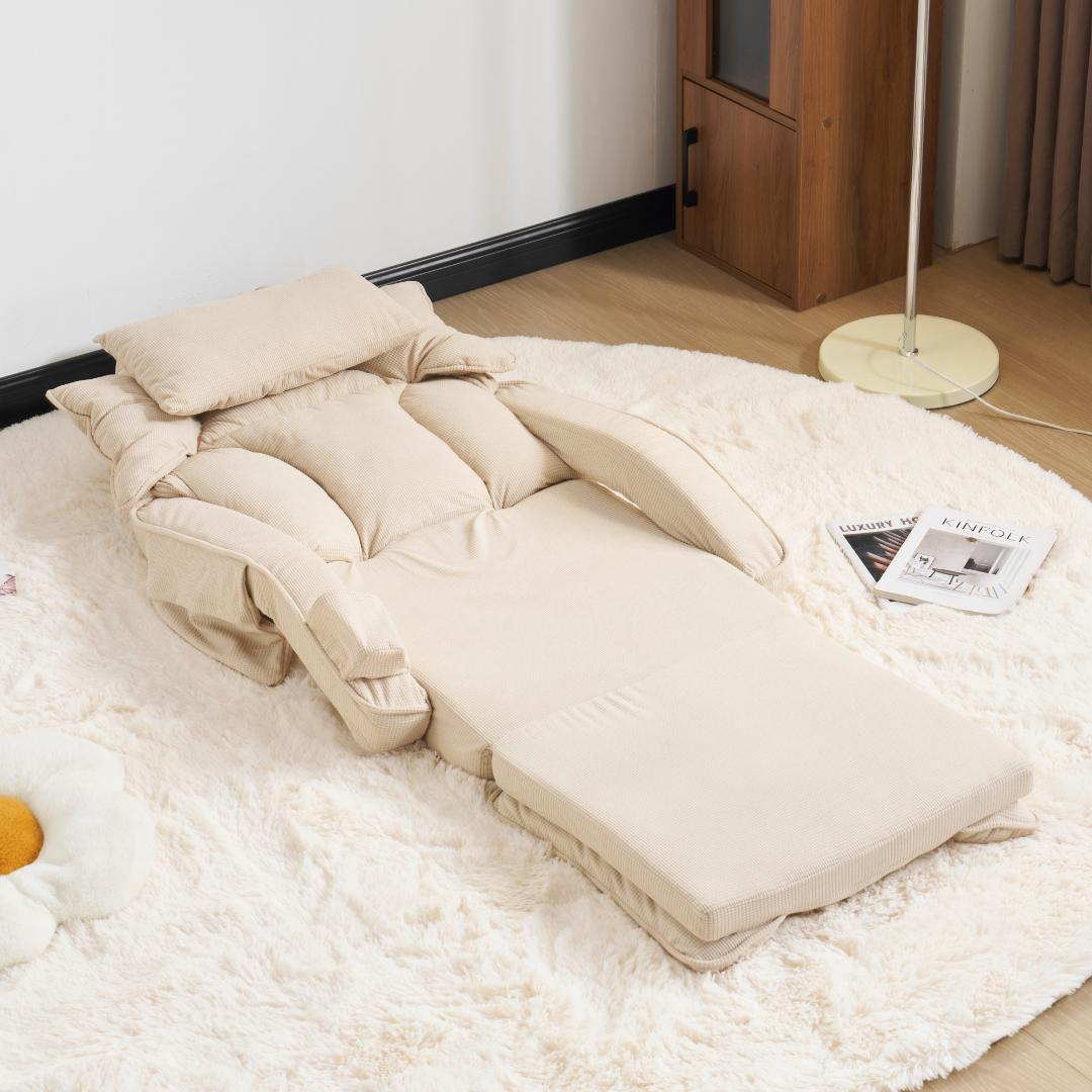 【新品】42段調整2WAY折りたたみソファベッド 収納付き