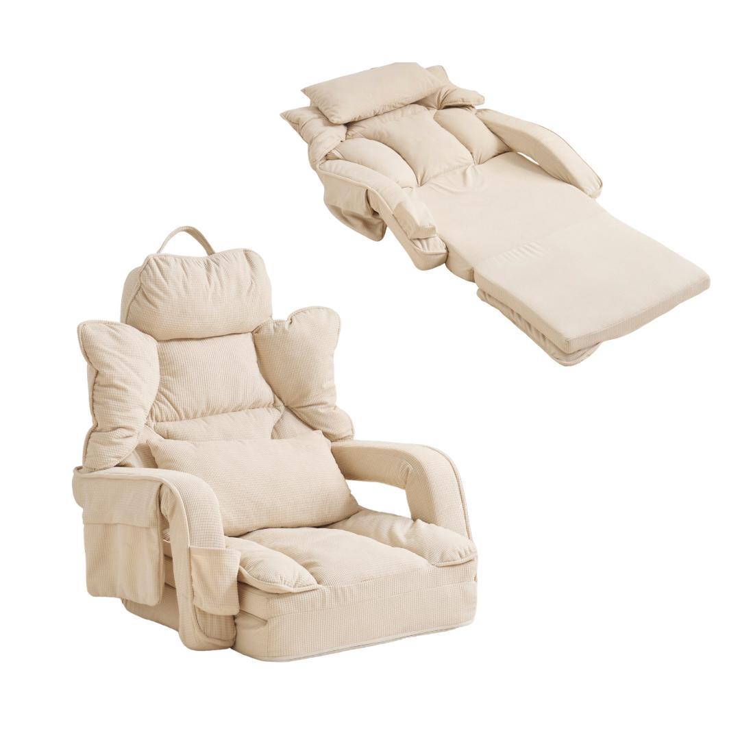 【新品】42段調整2WAY折りたたみソファベッド 収納付き