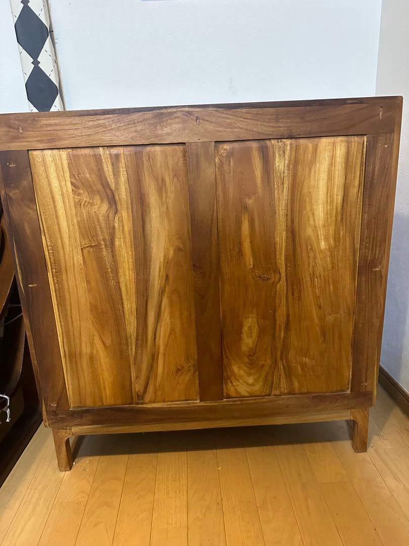 直接引き取り希望　チーク無垢材キャビネット　飾り棚　靴箱　北欧