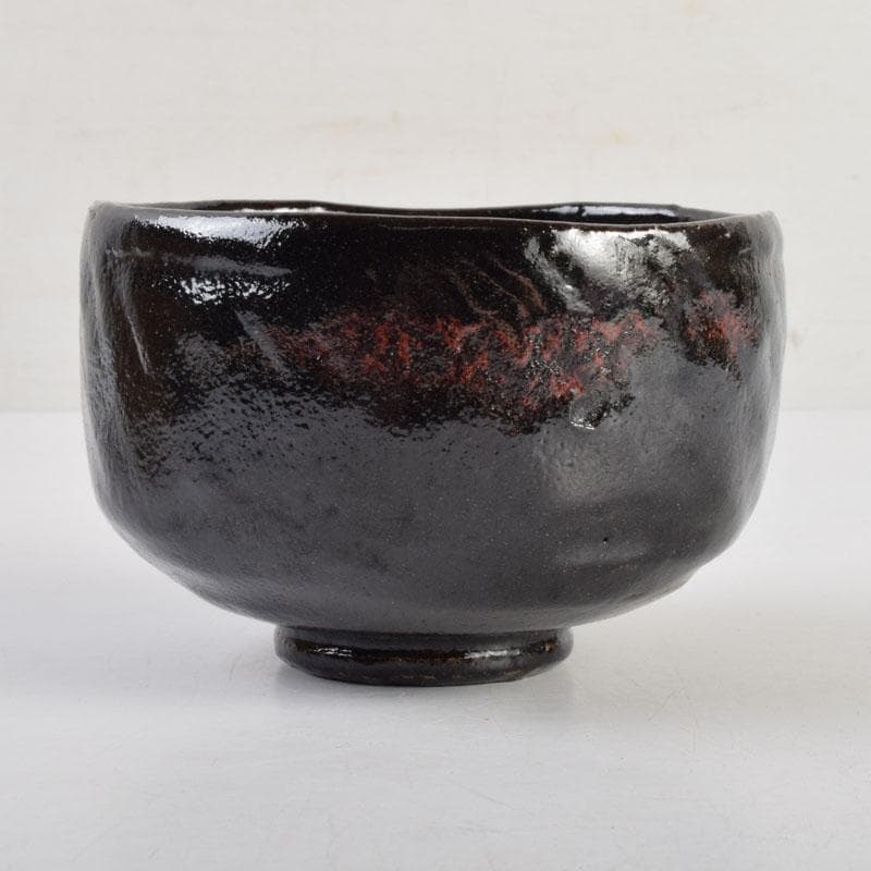 茶道具　八事窯　一休庵　中村道年造　黒楽茶碗　共箱　C　8879