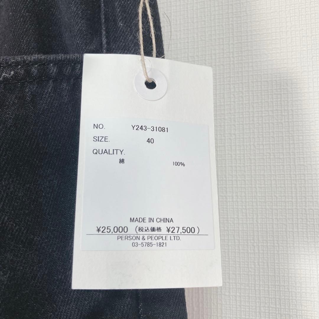 新品YENN タック ベルト デザイン 40 イエン ブラック デニムパンツ