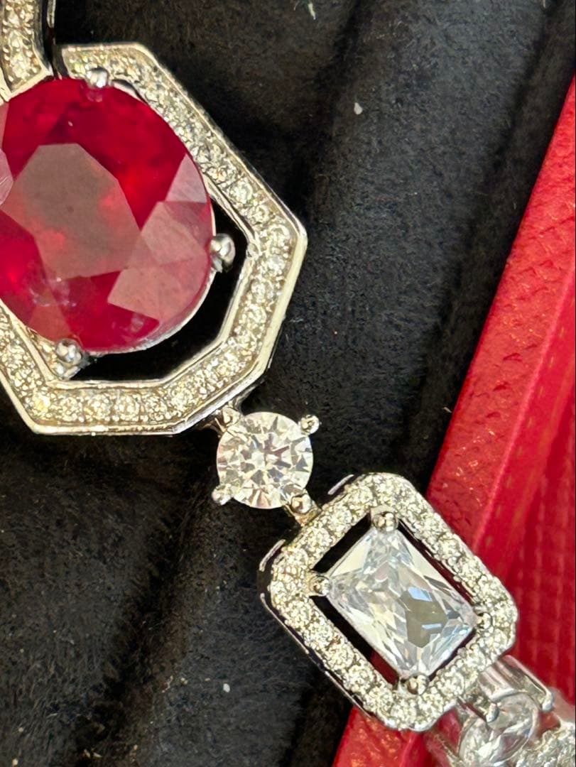 ど*☆様 天然石ルビーデザインリング＆ブレスレットセット