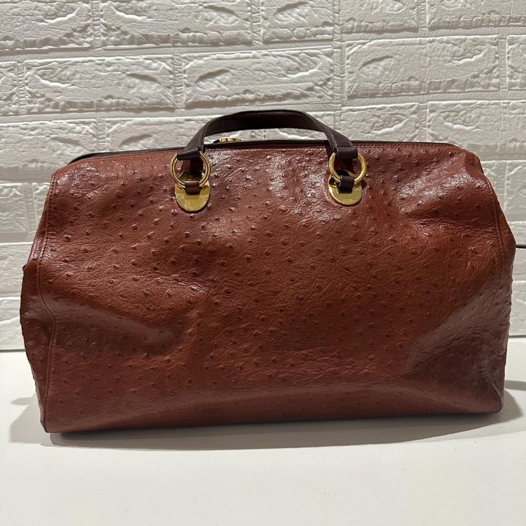 beau dessin ボストンバッグ ブラウン　オーストリッチ