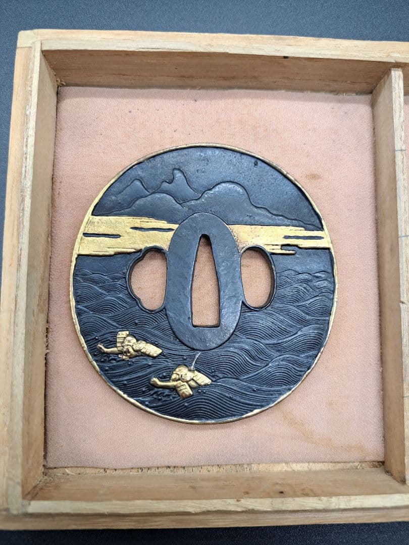 騎馬武者図大小揃い鍔 鐔 二点セット 日本刀 刀 刀装具 居合い 侍 武士道