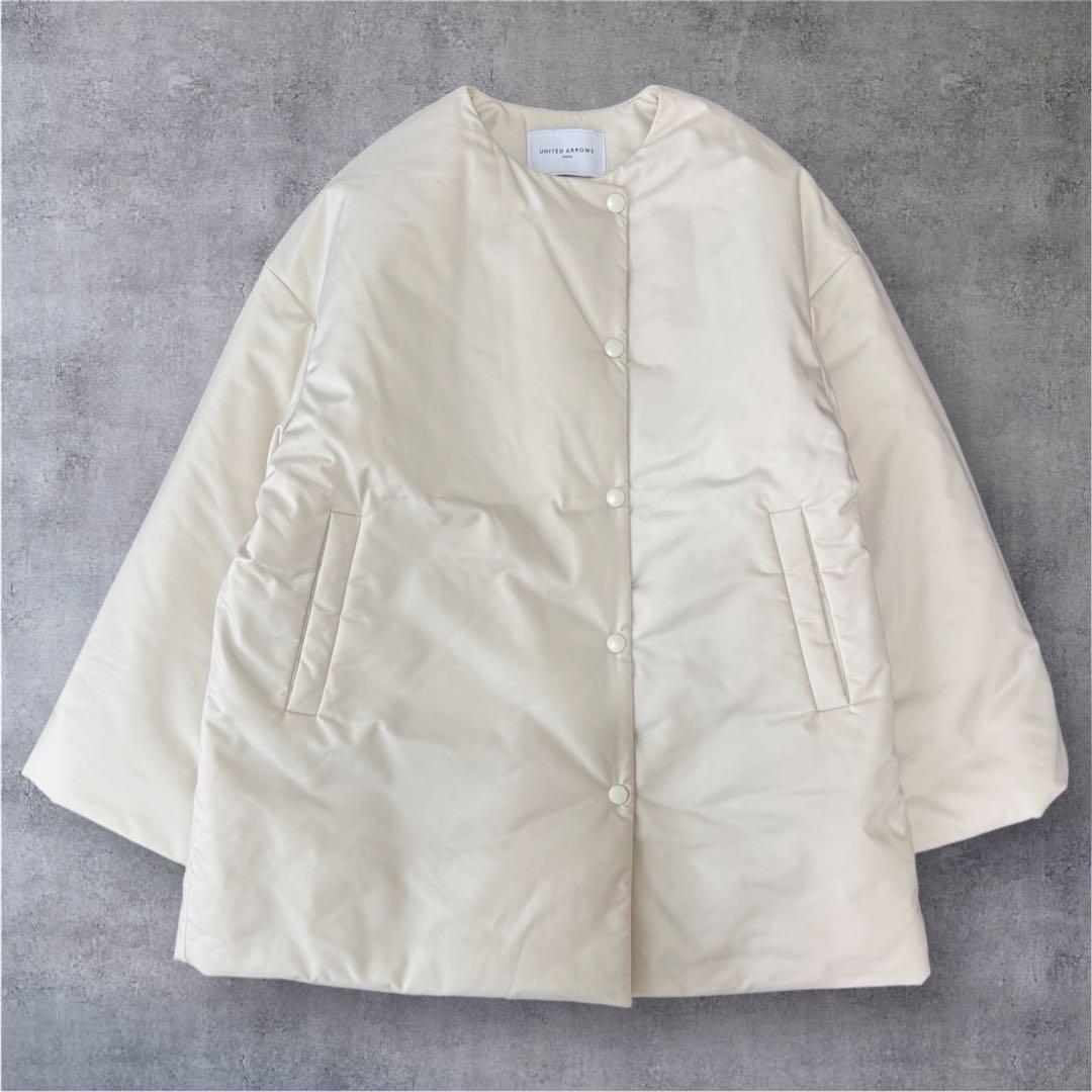 UNITED ARROWS PADDING ショートコート W † ホワイト白