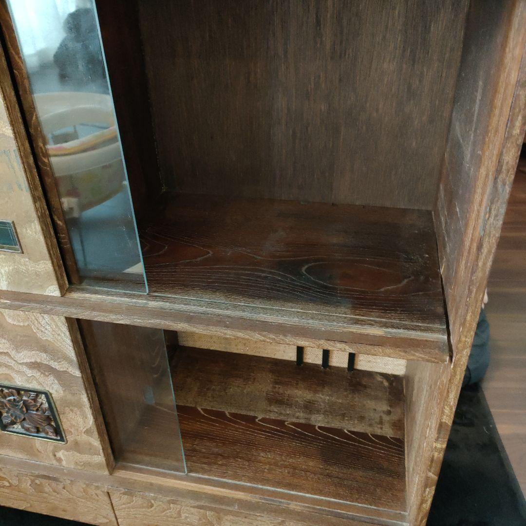 木製ガラス扉収納キャビネット