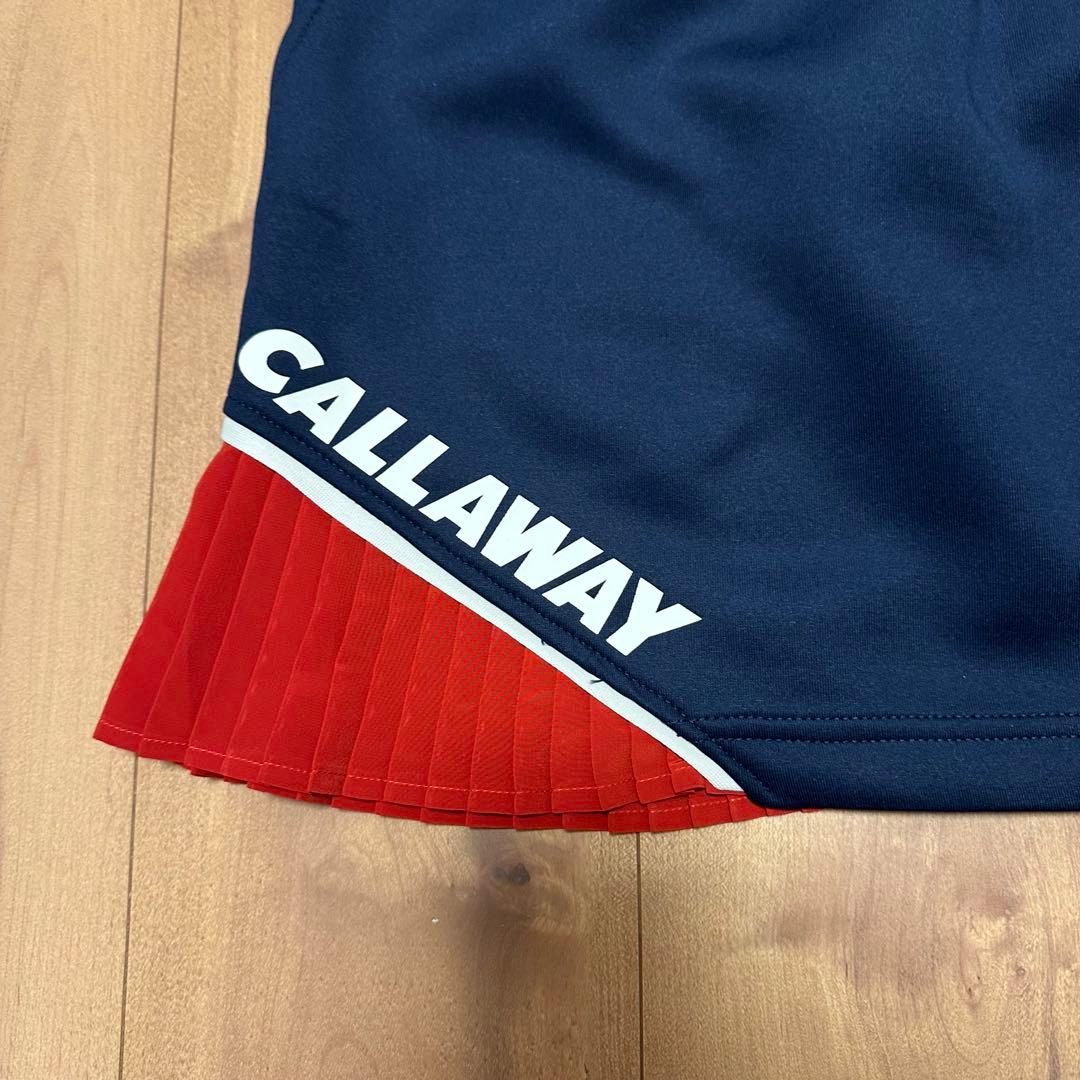 サイドプリーツスカート　半袖　ポロシャツ　春夏　ホワイト×ネイビー　セットアップ