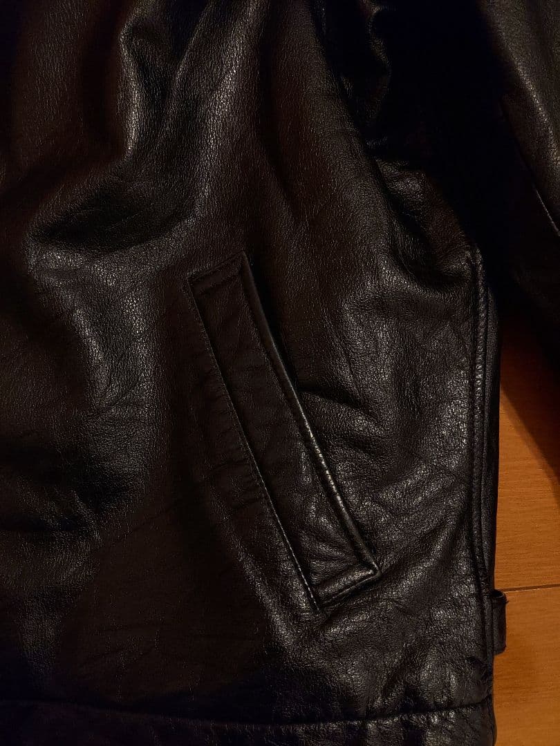 【美品】90s old GAP ブラック レザージャケット L 襟付き