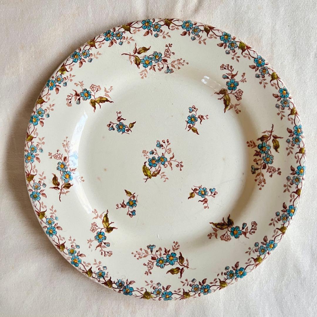 希少！フランス　アンティーク　GIEN ジアン　勿忘草　皿　プレート