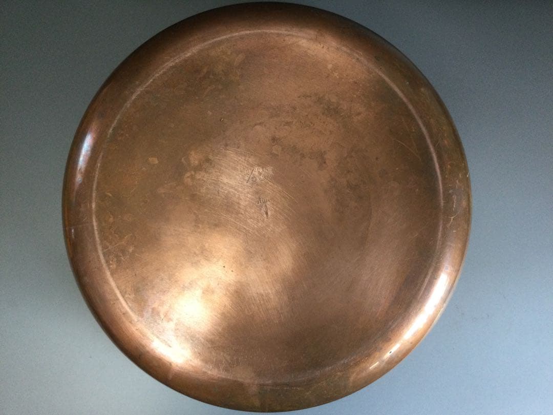 42センチ、外径４６センチ　重量3、7kg 銅製鍋　A