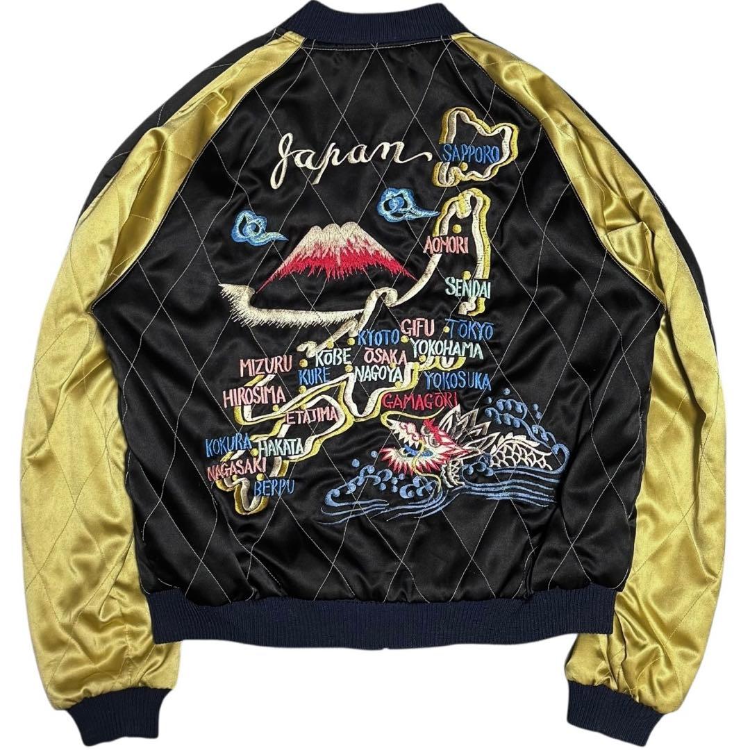 稀少 東洋 M品番 別珍 サテンキルト リバーシブル スカジャン 髑髏 Mサイズ