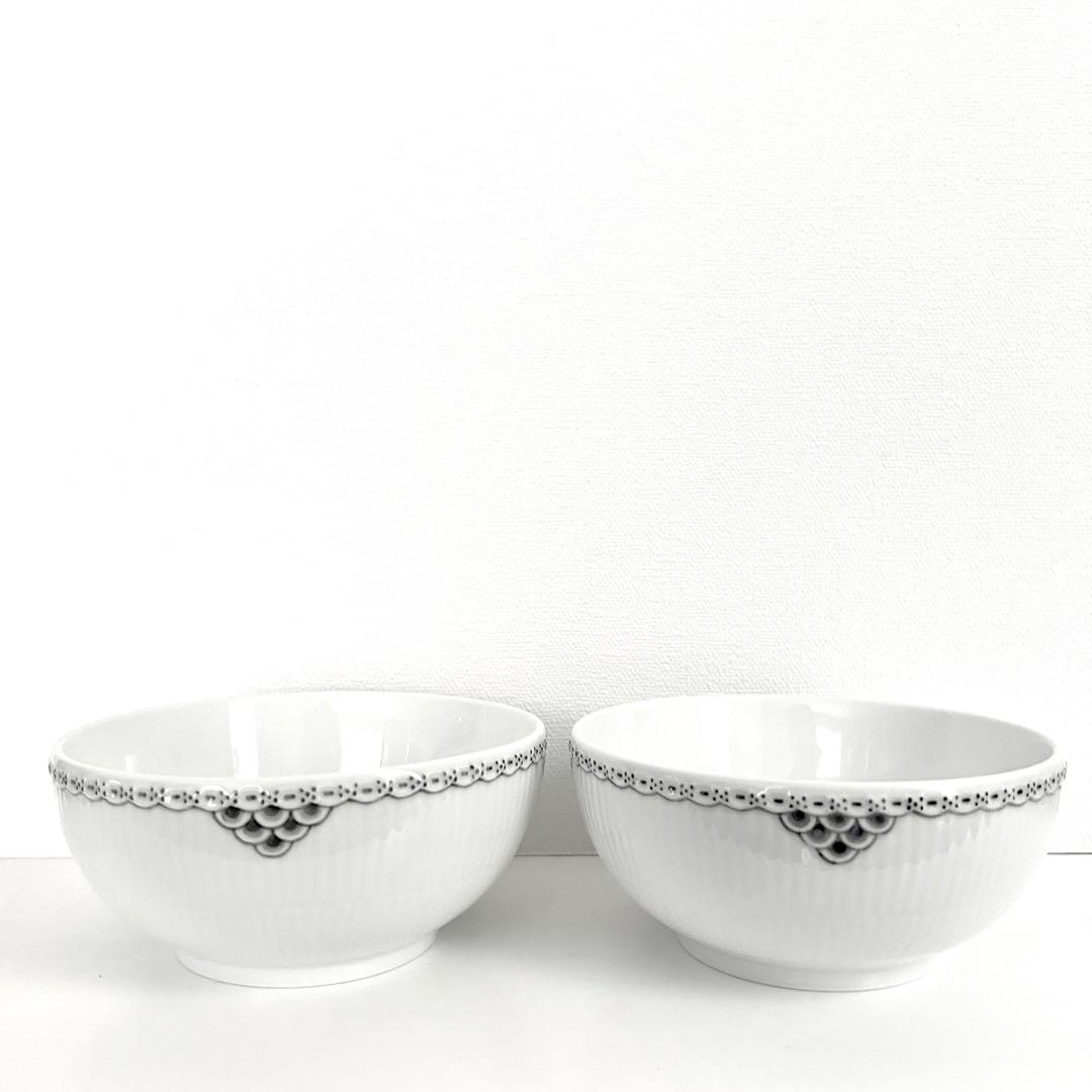新品 ロイヤルコペンハーゲン ブラック レース ボウル15cmメガ フルーテッド