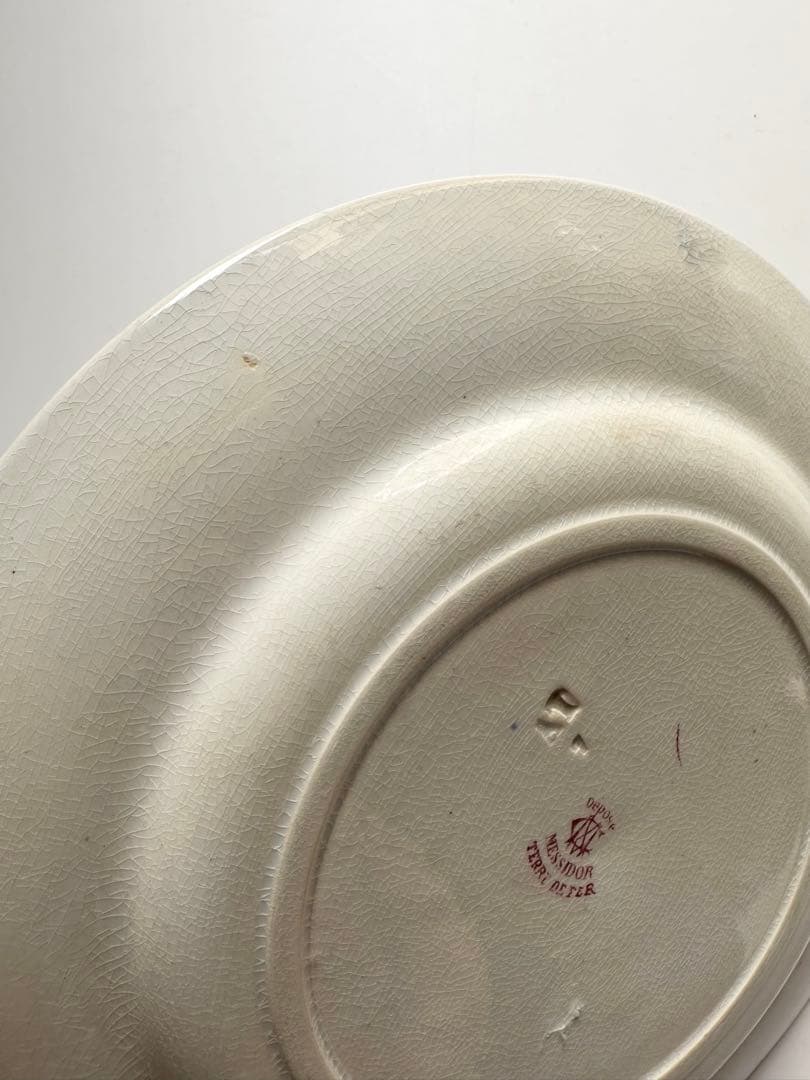 クレイユモントロー　フランス　アンティークプレート　皿　ヴィンテージ　ブロカント