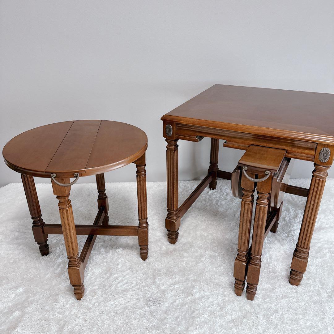 美品　アンティーク　ネストテーブル　3点セット　バタフライ式　レア　希少