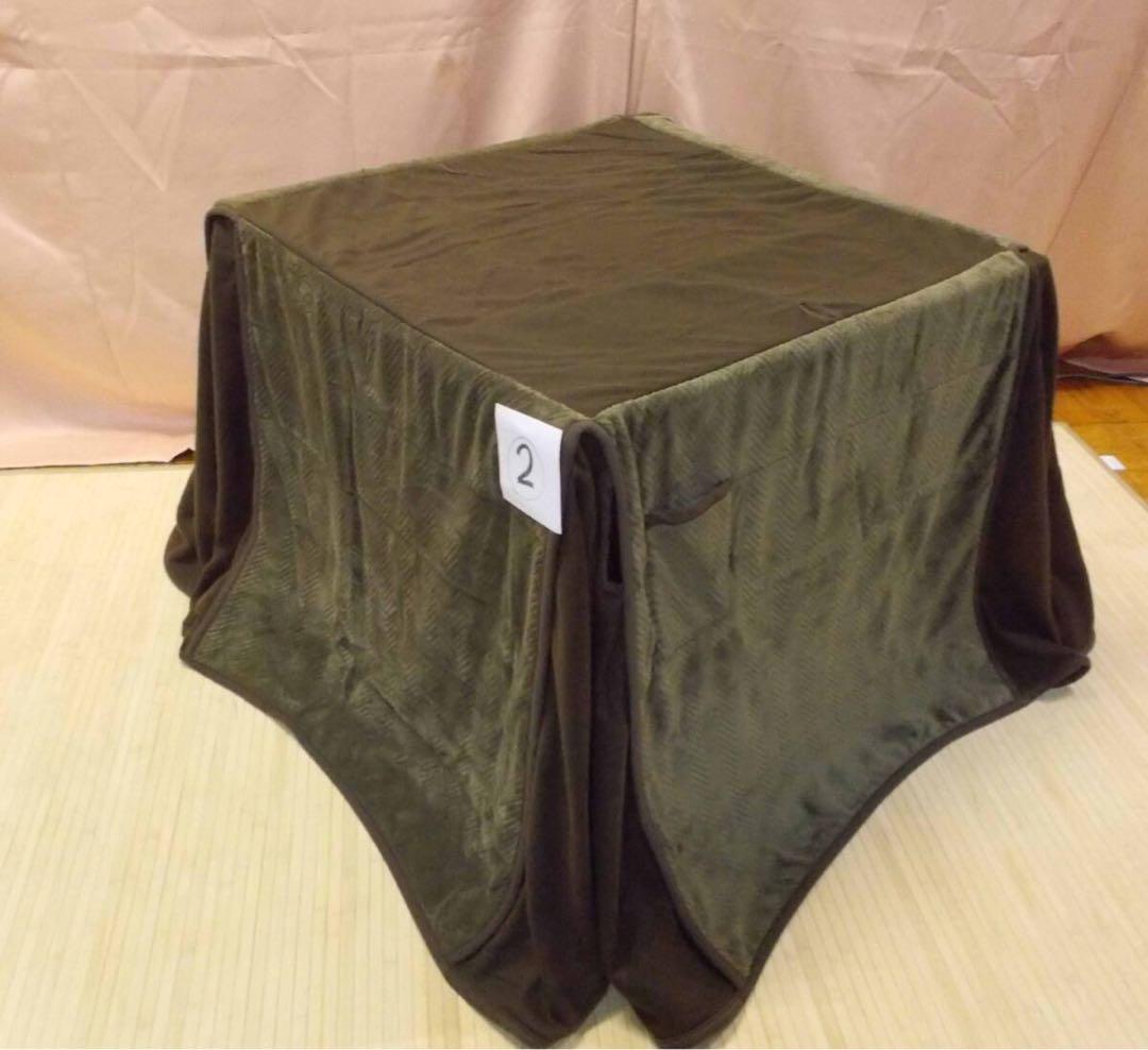 ダイニングこたつ布団80用　正方形　 220×220cm　ヘリンボーン　カーキ
