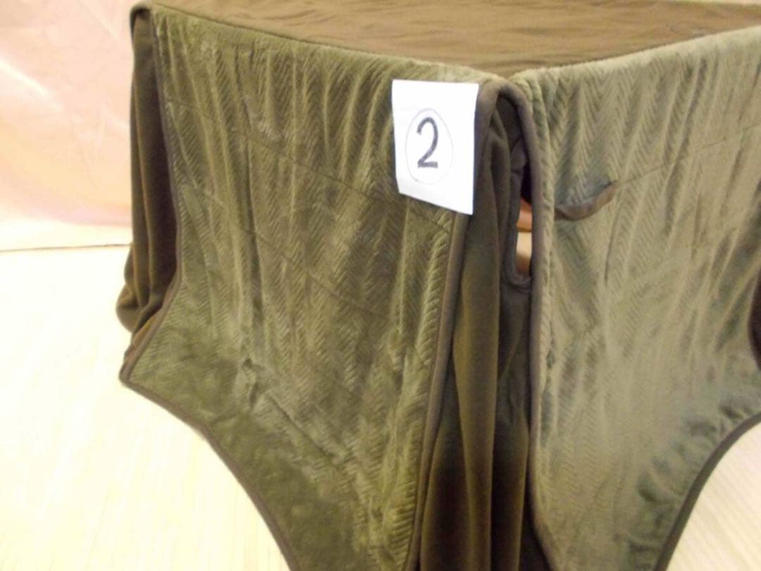 ダイニングこたつ布団80用　正方形　 220×220cm　ヘリンボーン　カーキ