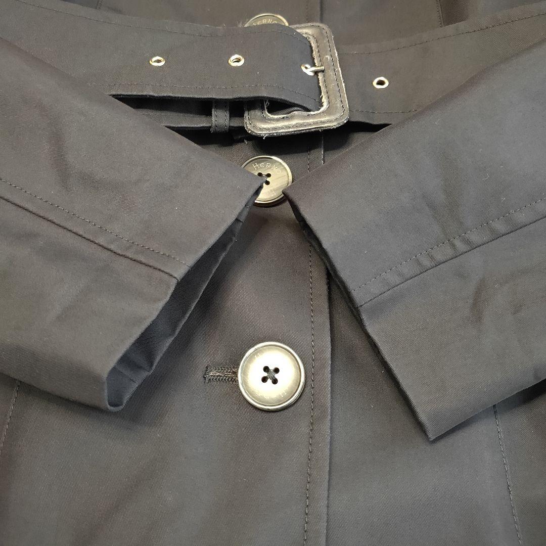 【希少 美品】ヘルノ ノーカラー ステンカラーコート ベルト付 花柄 総裏地