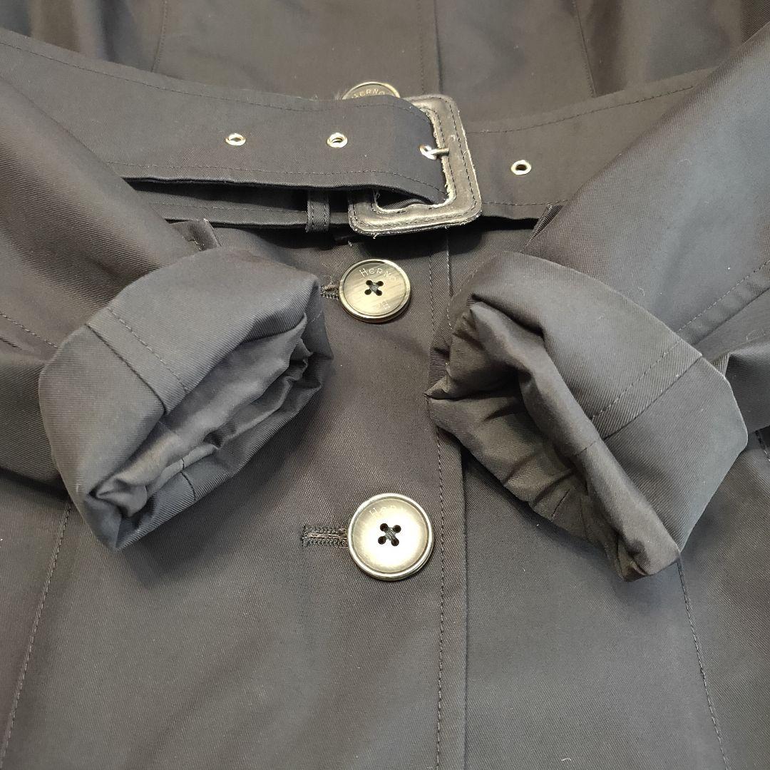 【希少 美品】ヘルノ ノーカラー ステンカラーコート ベルト付 花柄 総裏地