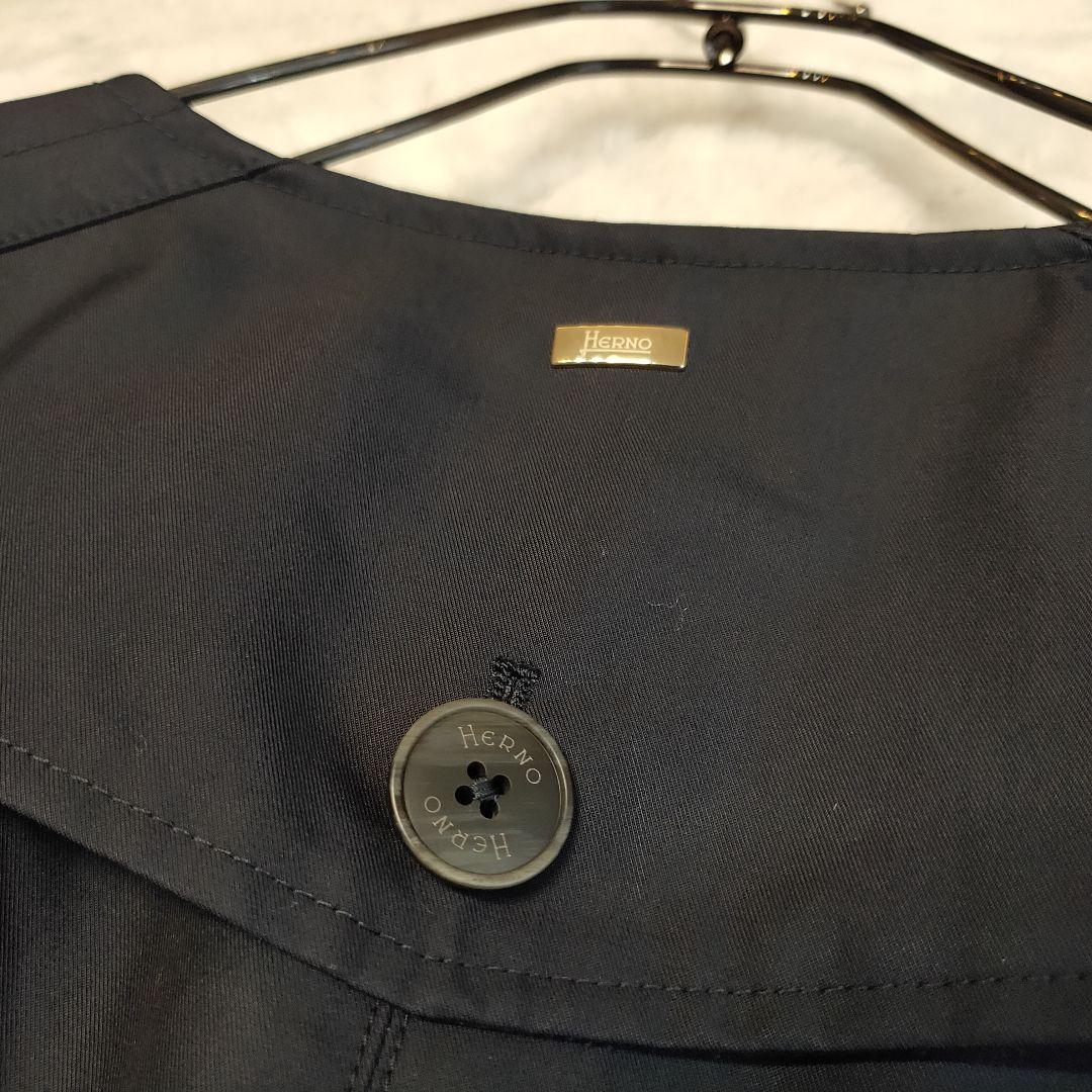 【希少 美品】ヘルノ ノーカラー ステンカラーコート ベルト付 花柄 総裏地