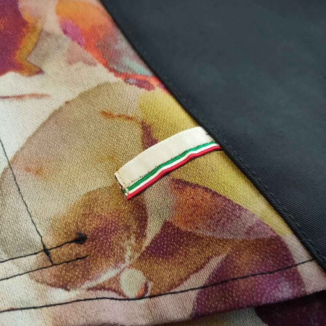 【希少 美品】ヘルノ ノーカラー ステンカラーコート ベルト付 花柄 総裏地