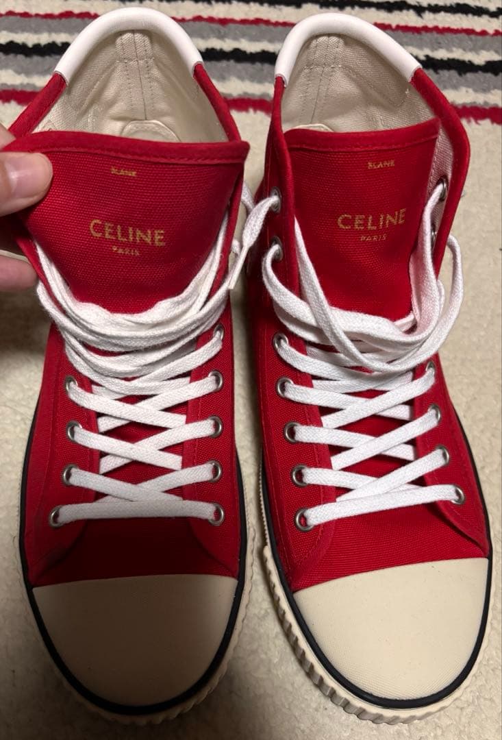 CELINE ハイカットスニーカー　赤　38サイズ　セリーヌ