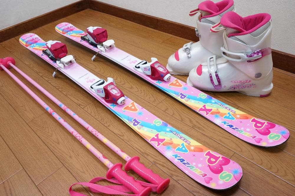 メンテ済 106cm 靴21cm KAZAMA スキーセット (120)