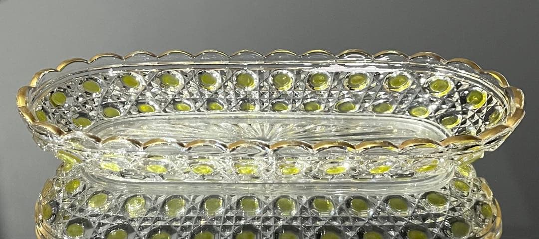 Baccaratバカラ/※ディアマン・ピエーリー 金彩黄色被装飾 長皿