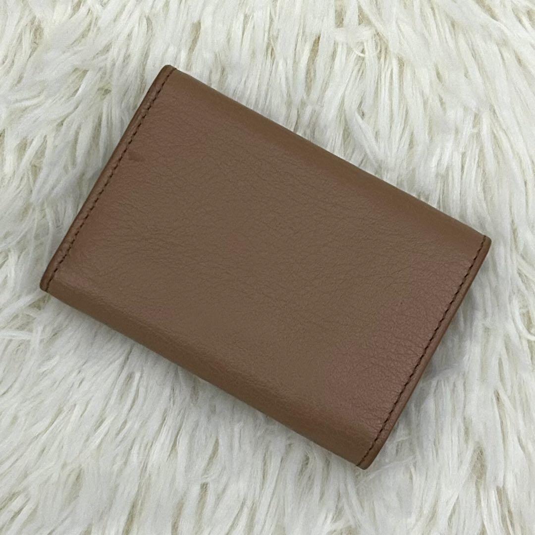 【美品】BALENCIAGA ペーパーミニ レザー 三つ折り 財布 ベージュ系