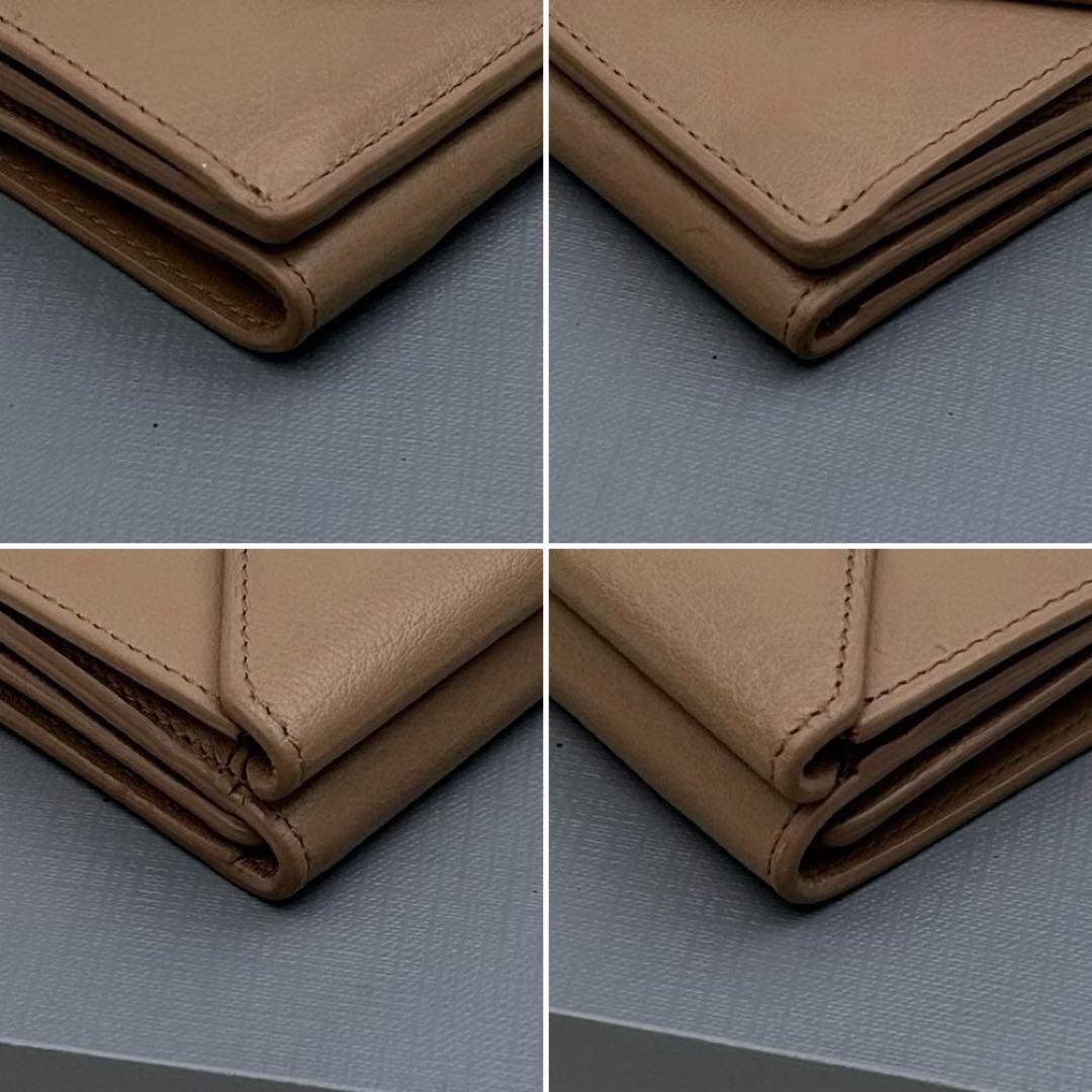 【美品】BALENCIAGA ペーパーミニ レザー 三つ折り 財布 ベージュ系