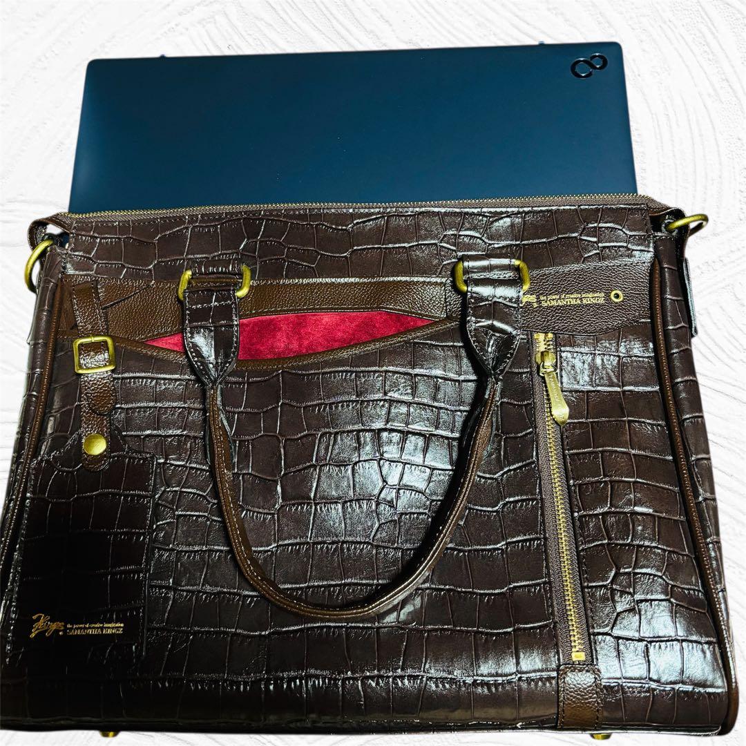未使用品 SAMANTHA KINGZ クロコ型押し ブラウン バッグ