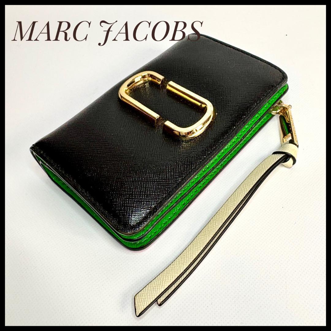 マーク・ジェイコブス　MARC JACOBS 二つ折り財布 ブラック/グリーン