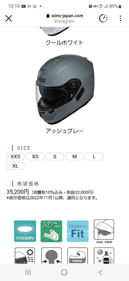 バイク用ヘルメットWINS G FORCE SS