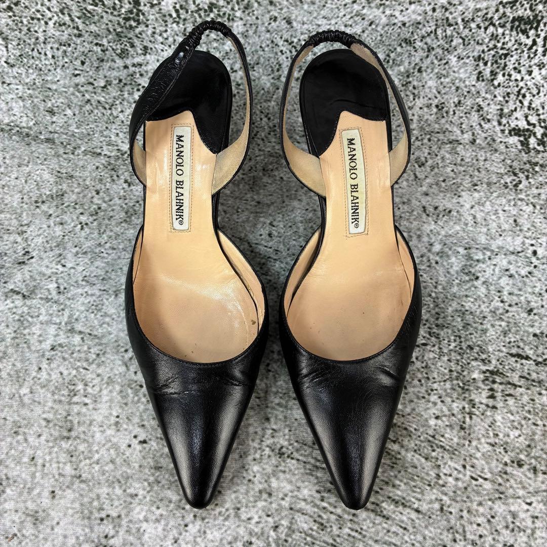 マノロブラニク ミュール ブラック レザー