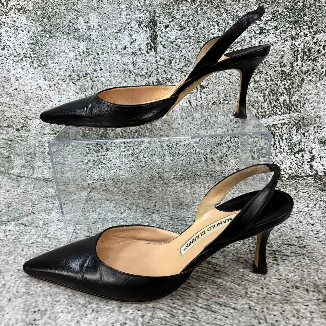 マノロブラニク ミュール ブラック レザー